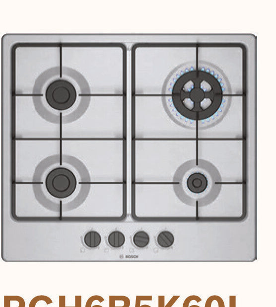 Bosch PGH6B5K60I 60 cm stainless steel four burner built-in gas hob