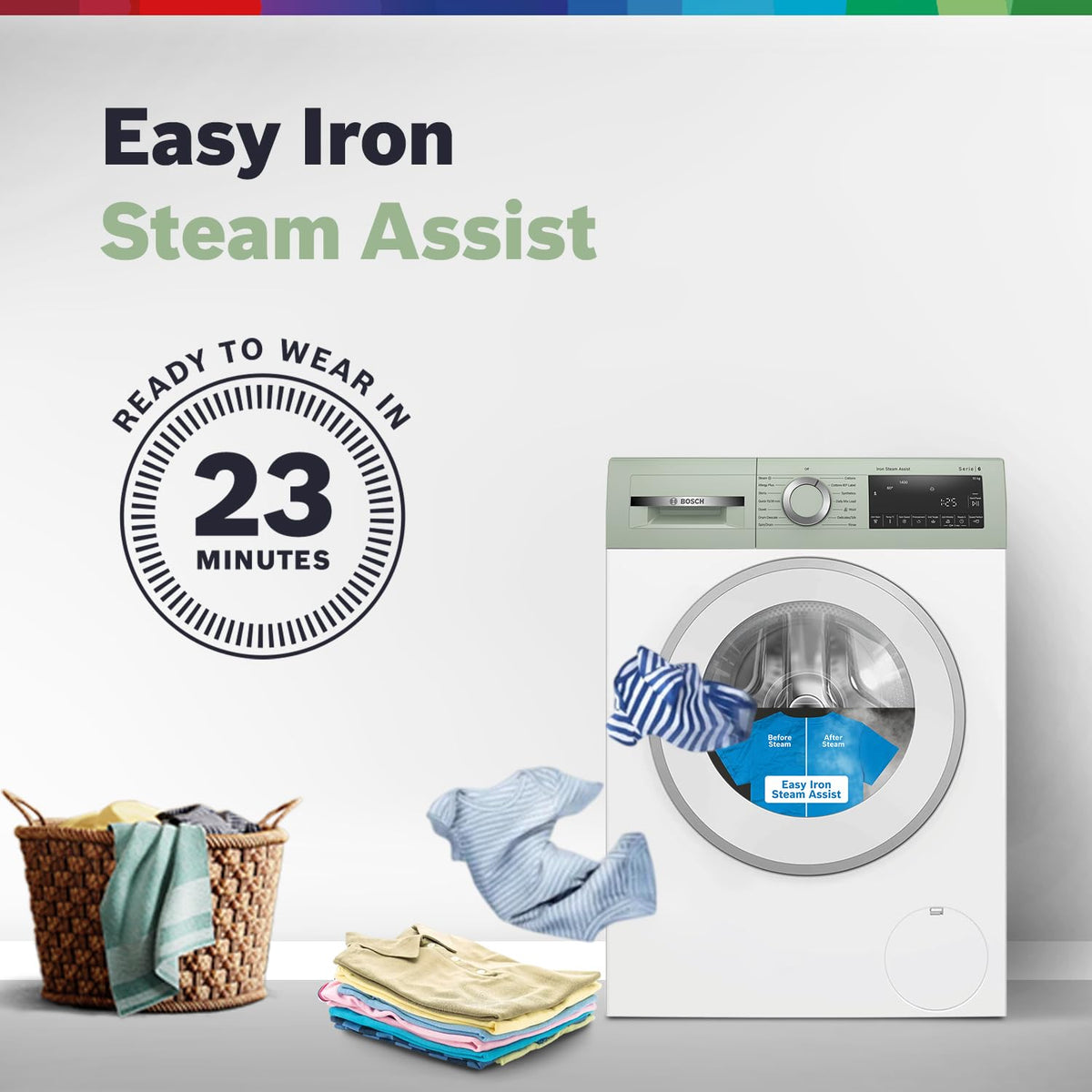 Bosch WGA252ZPIN 10kg front load washing machine in Black Grey