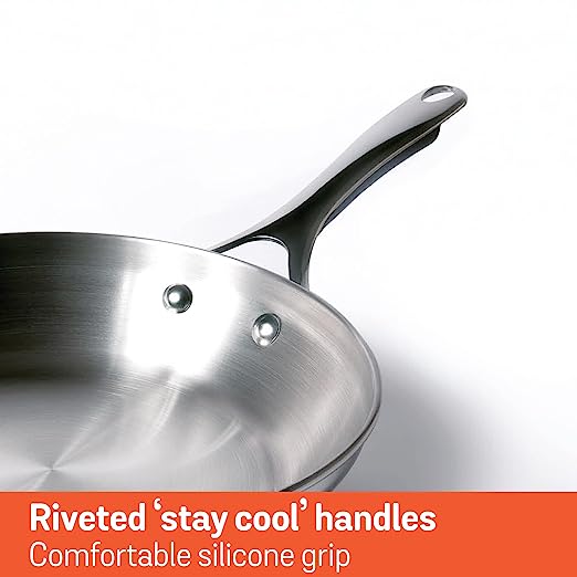 Meyer Select Stainless Steel Open Frypan Gas and Induction Base 70334 28cm Silver