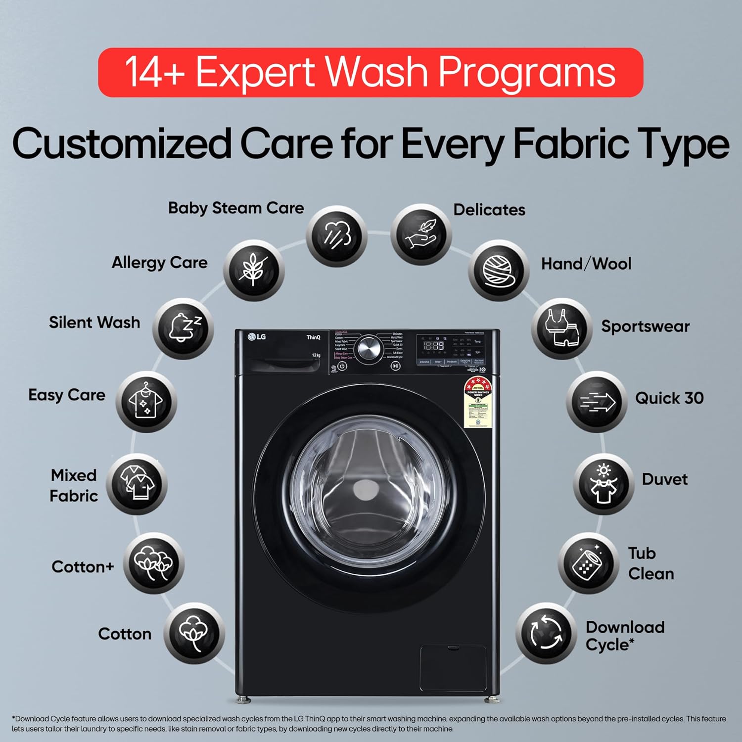 LG 12kg 5-Star AI Direct Drive Wi-Fi Steam Fully Auto Front-Load Washer (FHP1412Z3O)