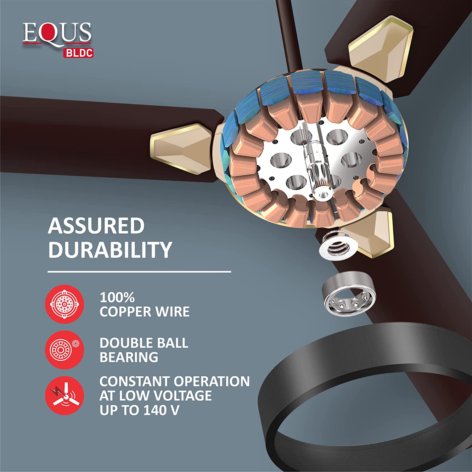 Havells Equs 1200mm BLDC Ceiling Fan Smoke Brown