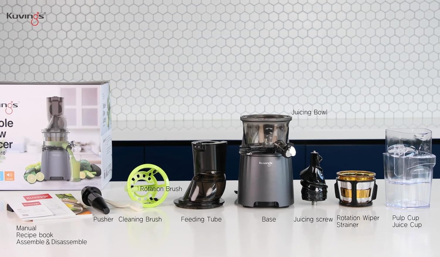 Kuvings EVO810 Black Professional Cold Press Juicer - Patented Rubber & Silicon-Free Technology