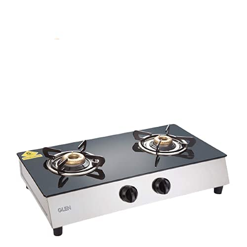 Glen 2 Burner Stainless Steel plus Glass Gas Stove 1023 GT Retro