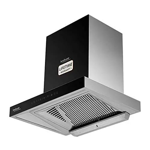 Hindware Alicia Plus 60 Cm wall mounted chimney for kitchen, Auto Clean With Motion Sensor Black