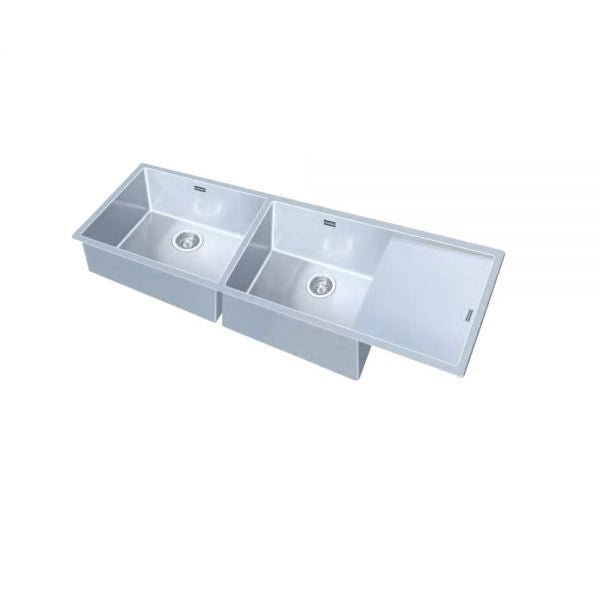 Franke BOX BXX 221/121 38-38 3 1/2" LHD Stainless Steel Double Bowl with Drainer Satin Finish Sink (Silver)