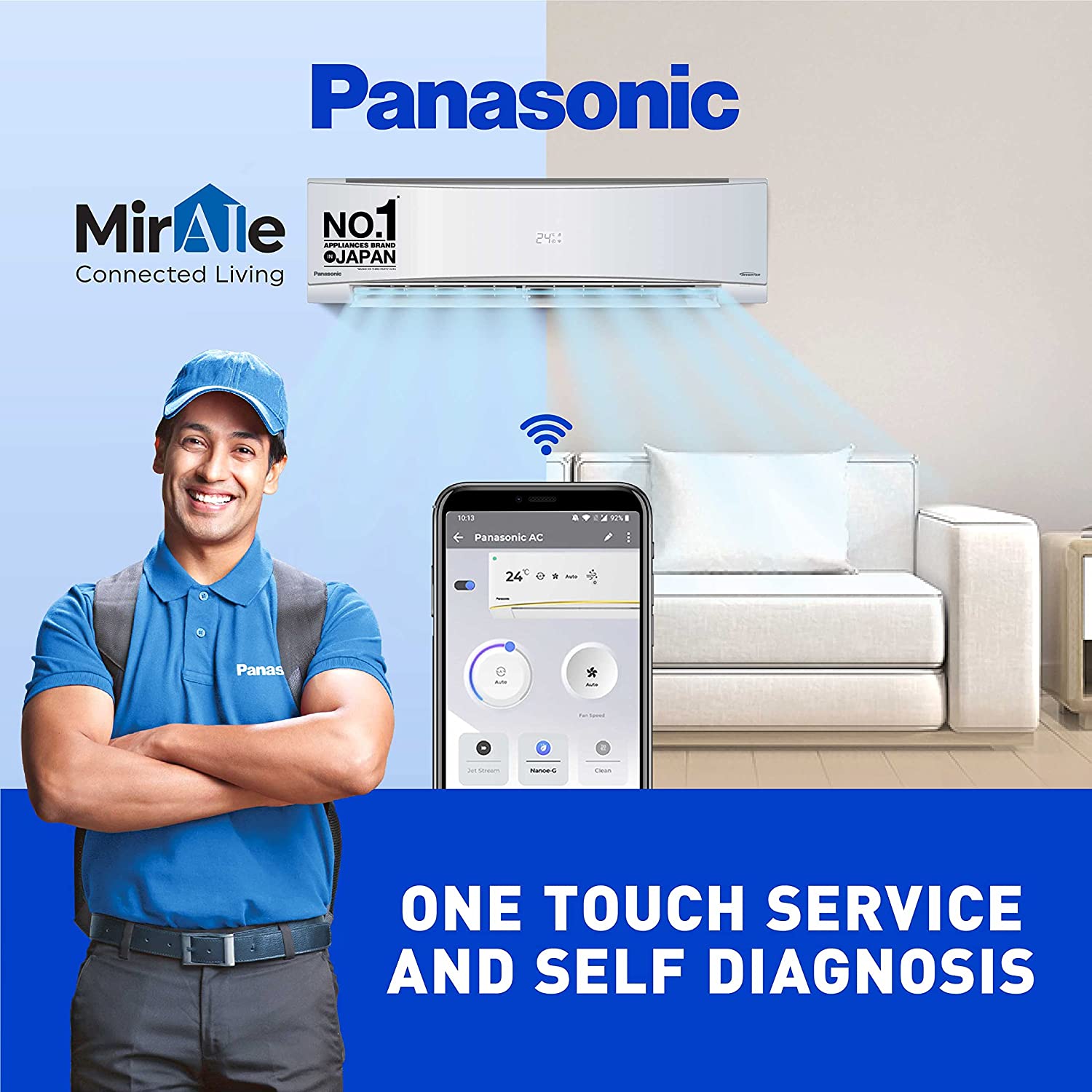 Panasonic Wi-Fi Inverter Split AC CS/CU-NU12YKY5W 1Ton 5Star White