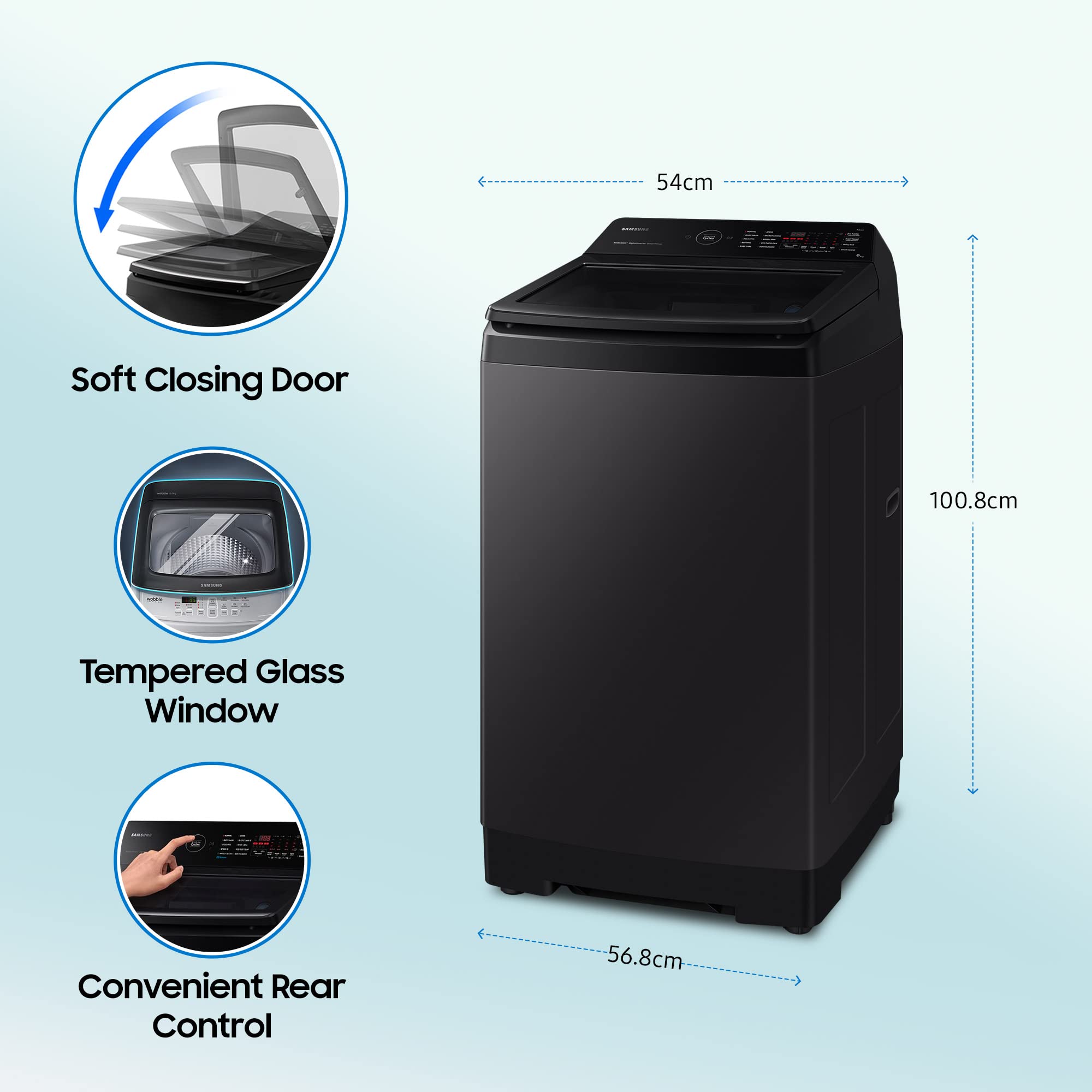 Samsung 9 Kg, 5 Star, Eco Bubble Technology With Super Speed, Wi-Fi, Digital Inverter Motor, Dual Storm, Fully-Automatic Top Load Washing Machine (WA90BG4546BVTL, Black Caviar)