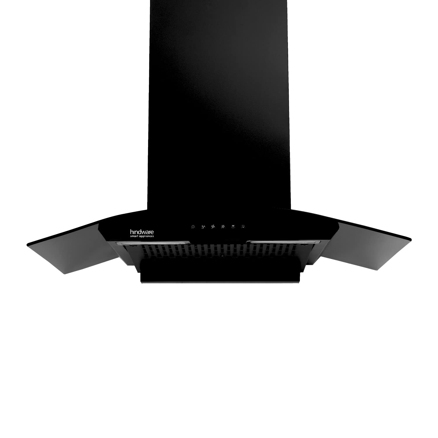 Hindware Cambria 60cm 1100 m³/hr Kitchen Chimney With Metallic Oil Collector Curved Glass Black