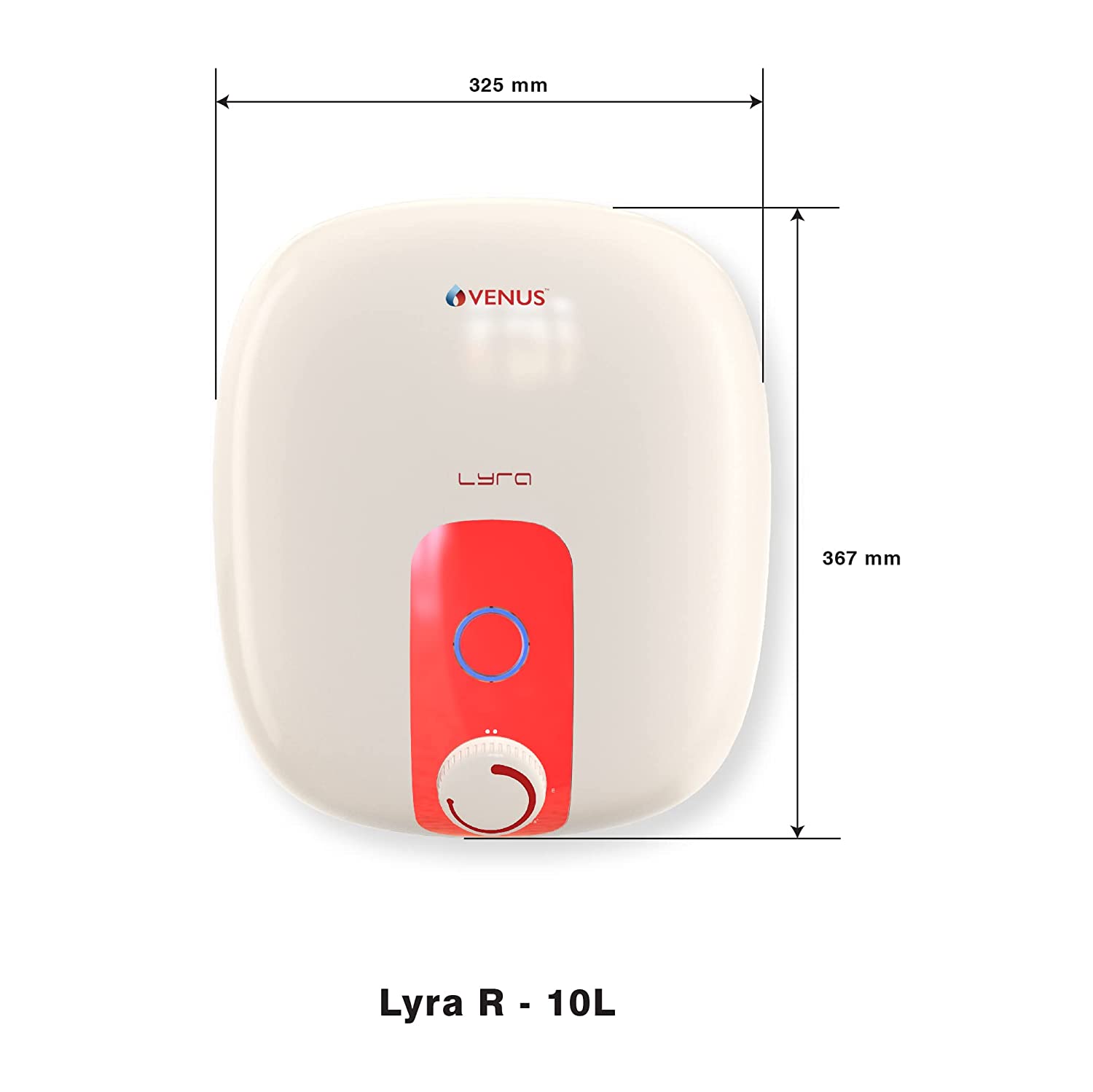 Venus Lyra 10R 10-Litre Storage Water Heater (Ivory/Red, BEE Star Rating - 4 Stars)