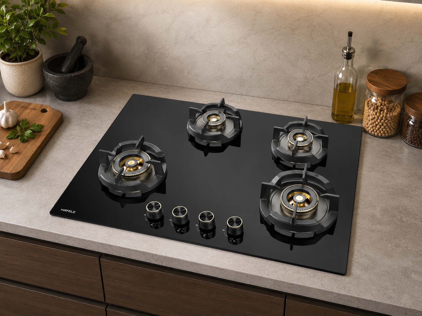 Hafele Augusta 480 80cm 4 Burner Built-in Gas Hob | Full Brass Burners