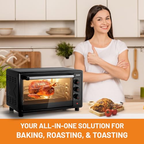 Glen Digital Oven Toaster Griller (OTG) - 25 Litres with Motorized Rotisserie 1700W - Black -SA5025R