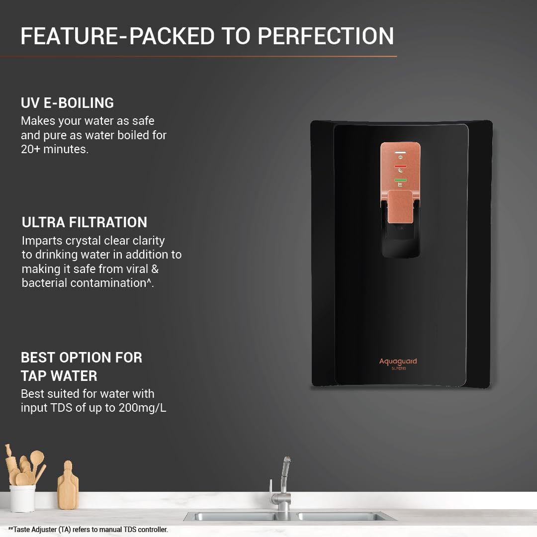 Aquaguard Superio UV+UF Water Purifier With Active Copper Tech & Stainless Steel Tank | Suitable For Municipal Water, Not Suitable For Borewell/Tanker Water | Free Installation | 2 Free Servi