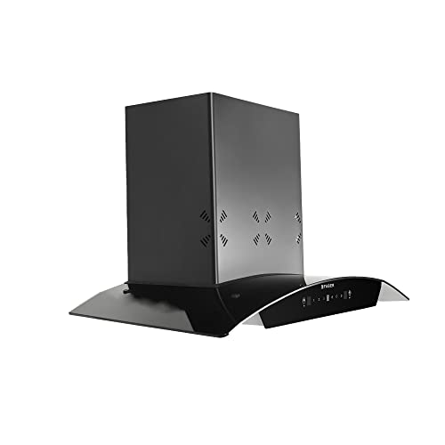 Faber 75 cm 1250 m³/hr Auto-Clean Curved Glass Kitchen Chimney [HOOD EVEREST 3D IN HC SC FL LG 75 ] with Filterless technology, Gesture & Touch Control, Black, Free 1 Year Extended warranty