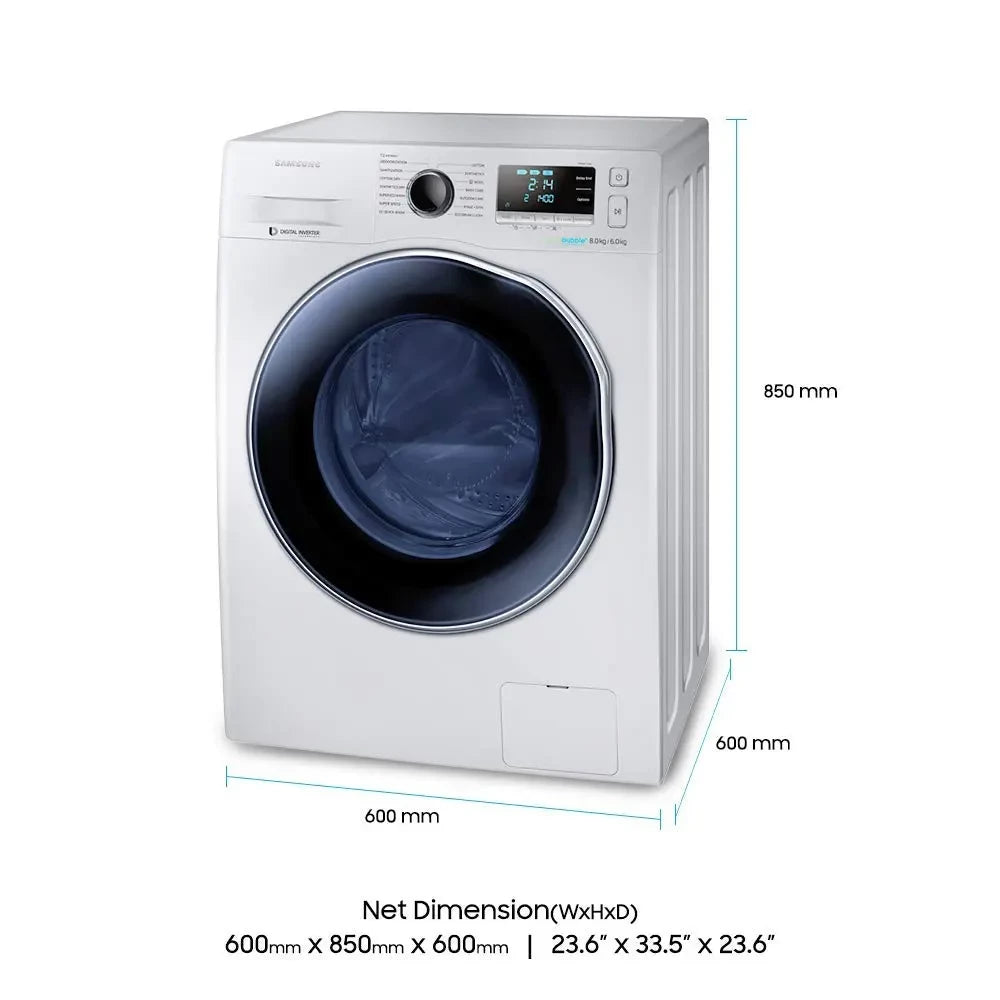 Samsung WD80J6410AS/TL Fully-automatic Front-loading Washing Machine (6 Kg, Silver)