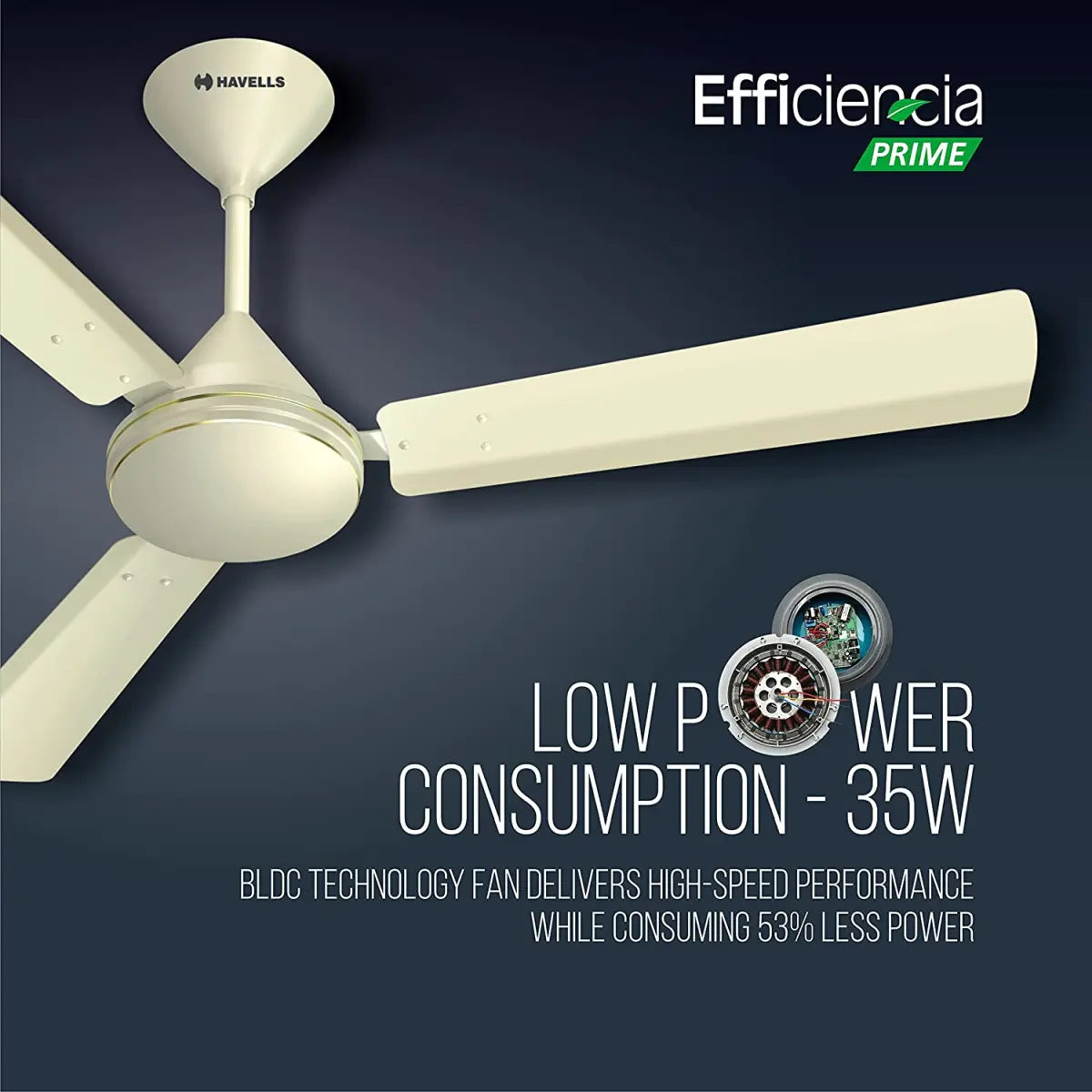 Havells BLDCFan Efficiencia Prime 1200 mm with Remote Bianco