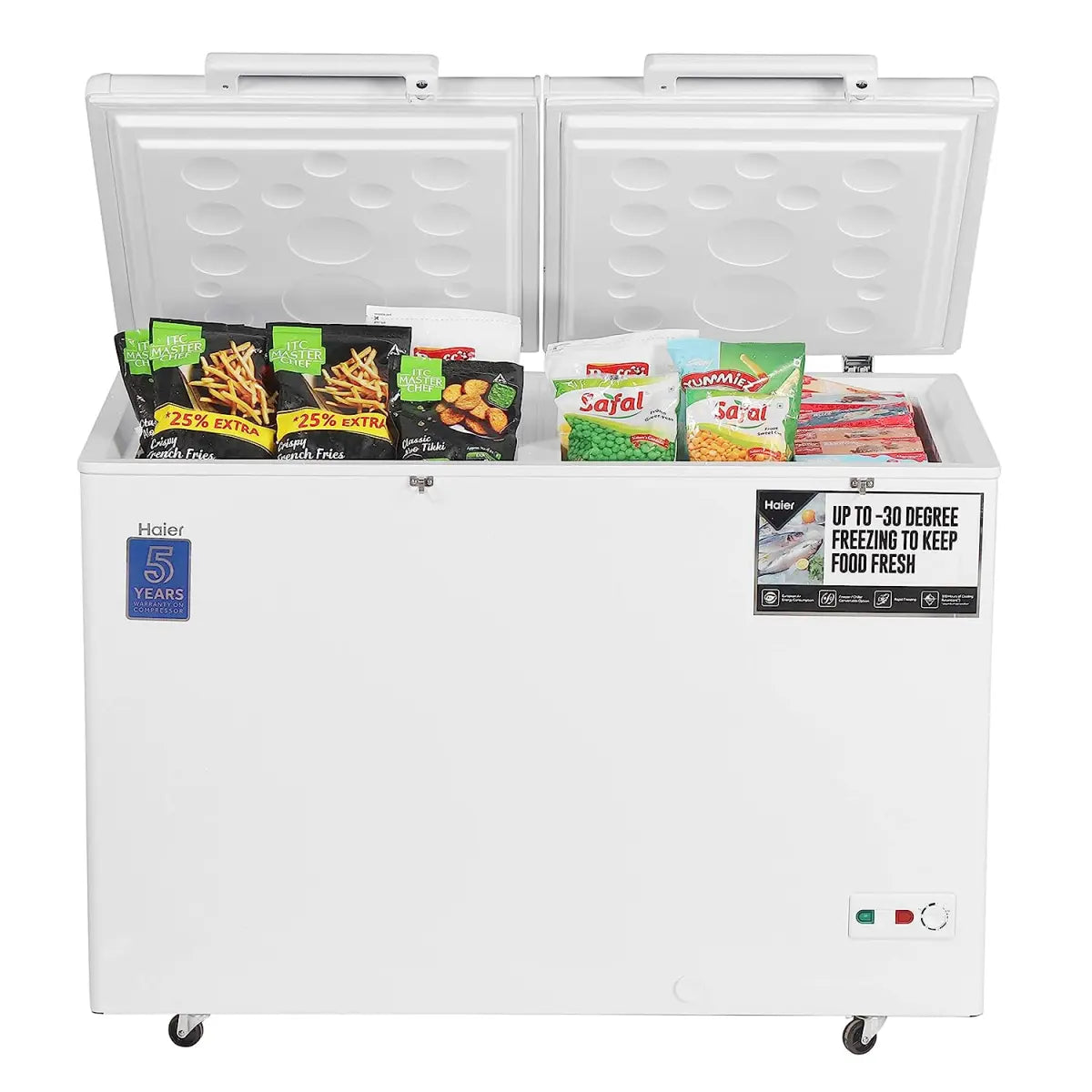 Haier HCC400HC - Double Door Hard Top Deep Freezer, Convertible, Net Storage Volume 379 liters, White