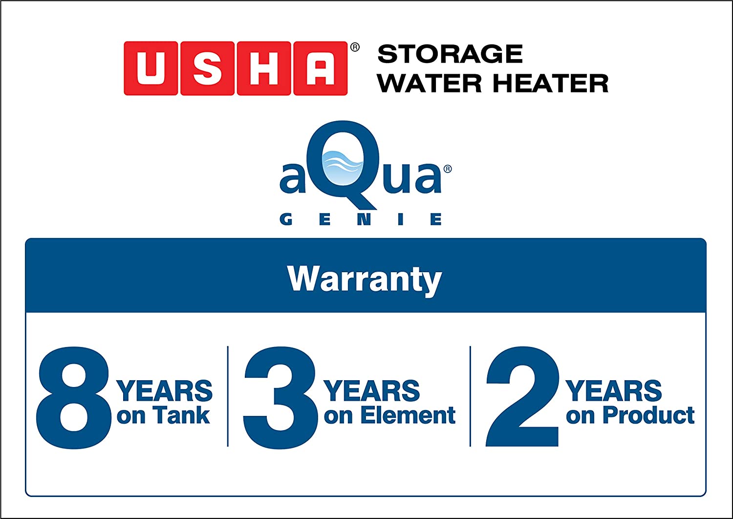 Usha Aquagenie 15 LTR 2000-Watt 5 Star Storage Water Heater (Cyan)