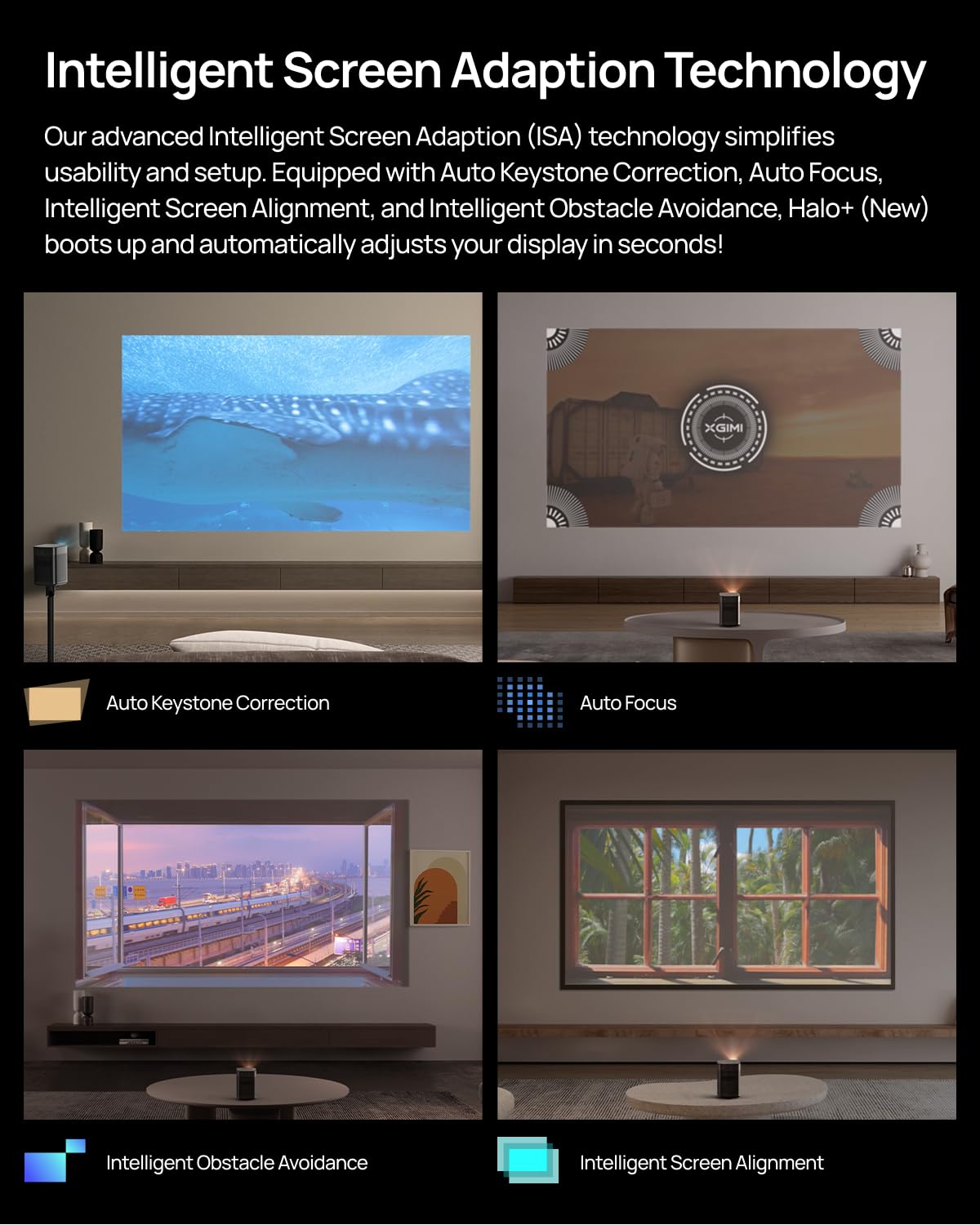 XGIMI Halo+ GTV Portable Projector: 700 ISO Lumens, 2 x 5W Harman Kardon Speakers, Auto Focus