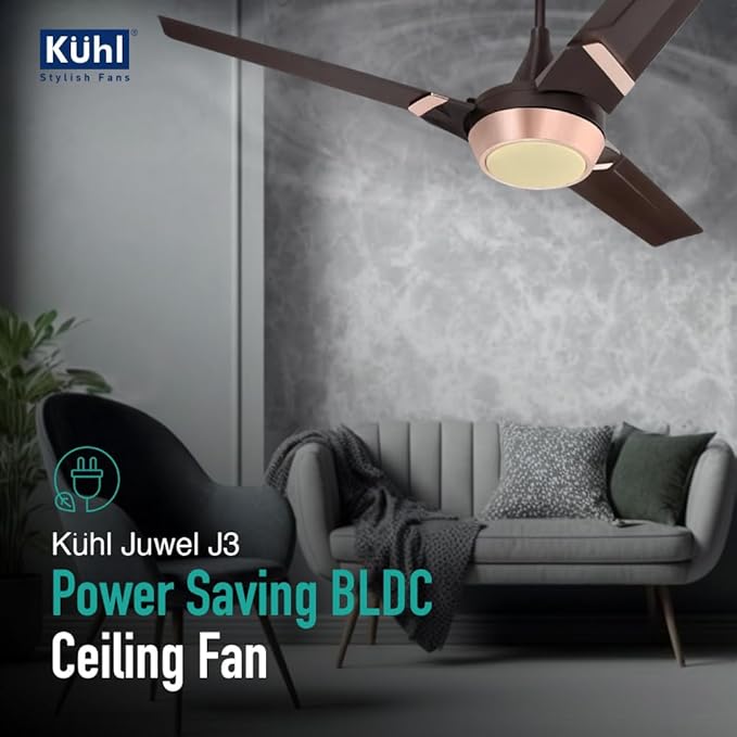 KUHL Juwel J3 1200 mm 65% Power Saving BLDC Ceiling Fan | BEE 5 Star Rated & ISI Marked | High Air Flow Espresso