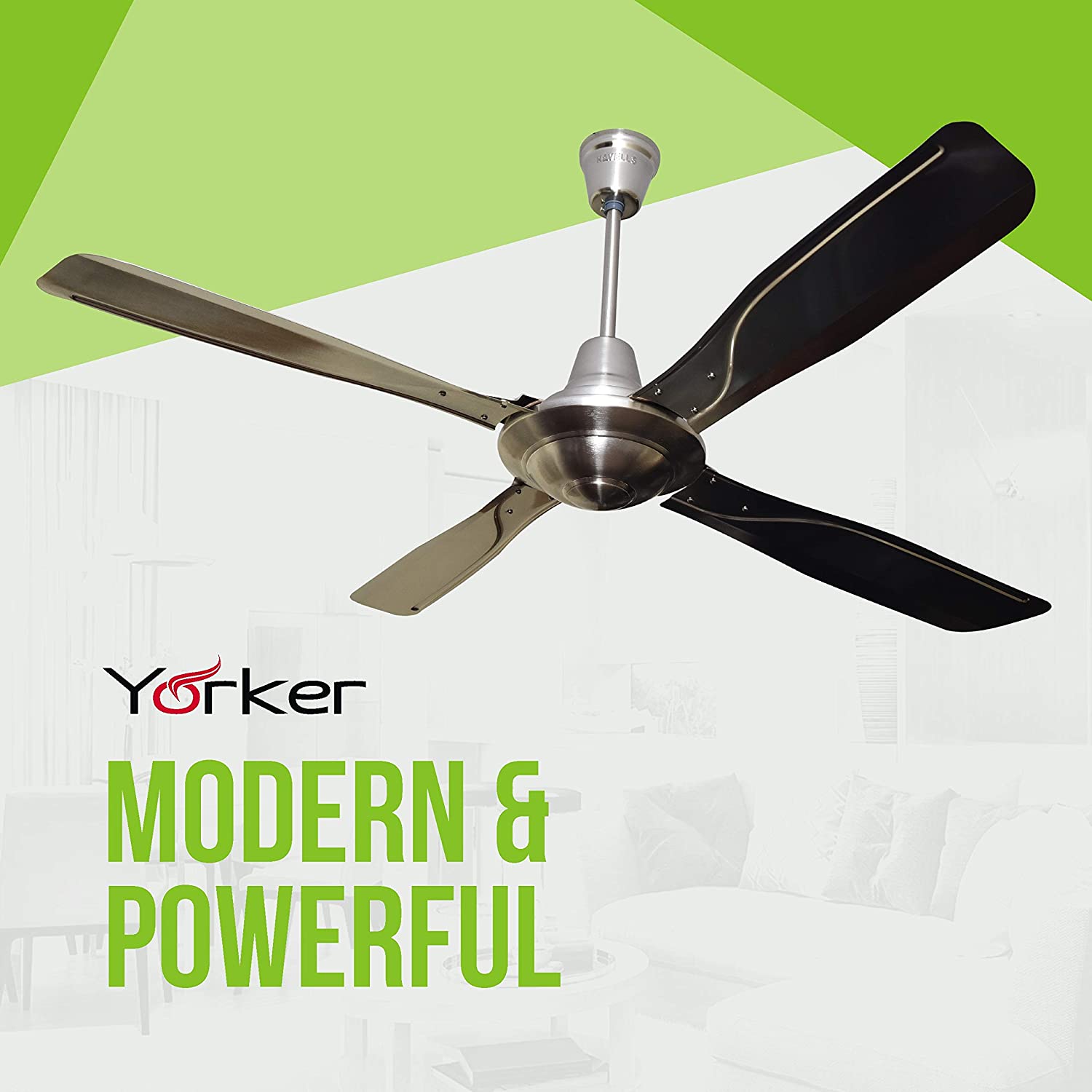 Havells Yorker 1320mm Ceiling Fan Brushed Nickel