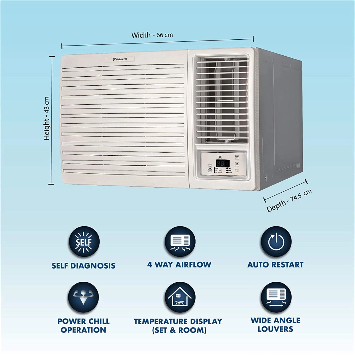 Daikin 1.5 Ton 3 Star Window AC (Copper R32 White)