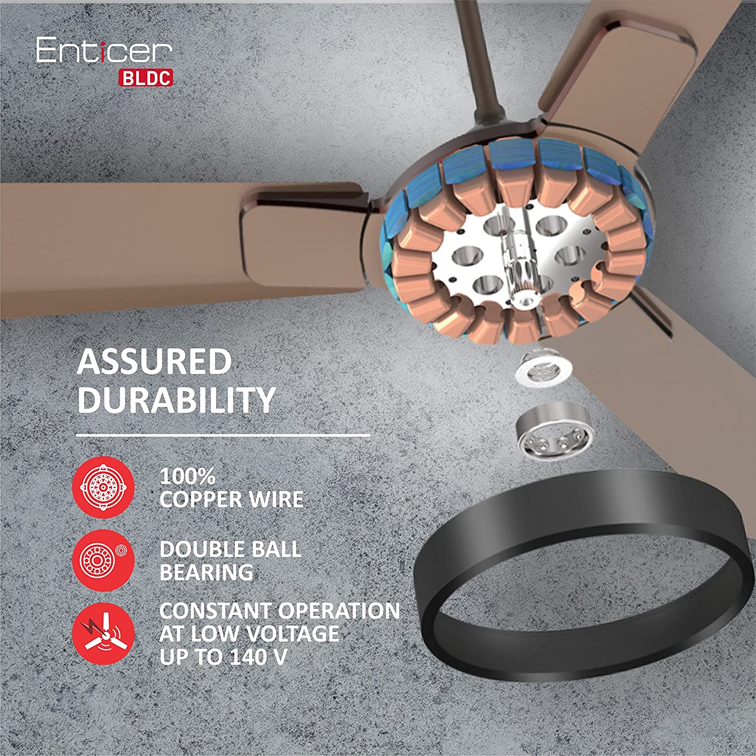Havells Enticer 1200mm BLDC Fan Bronze Copper Cola