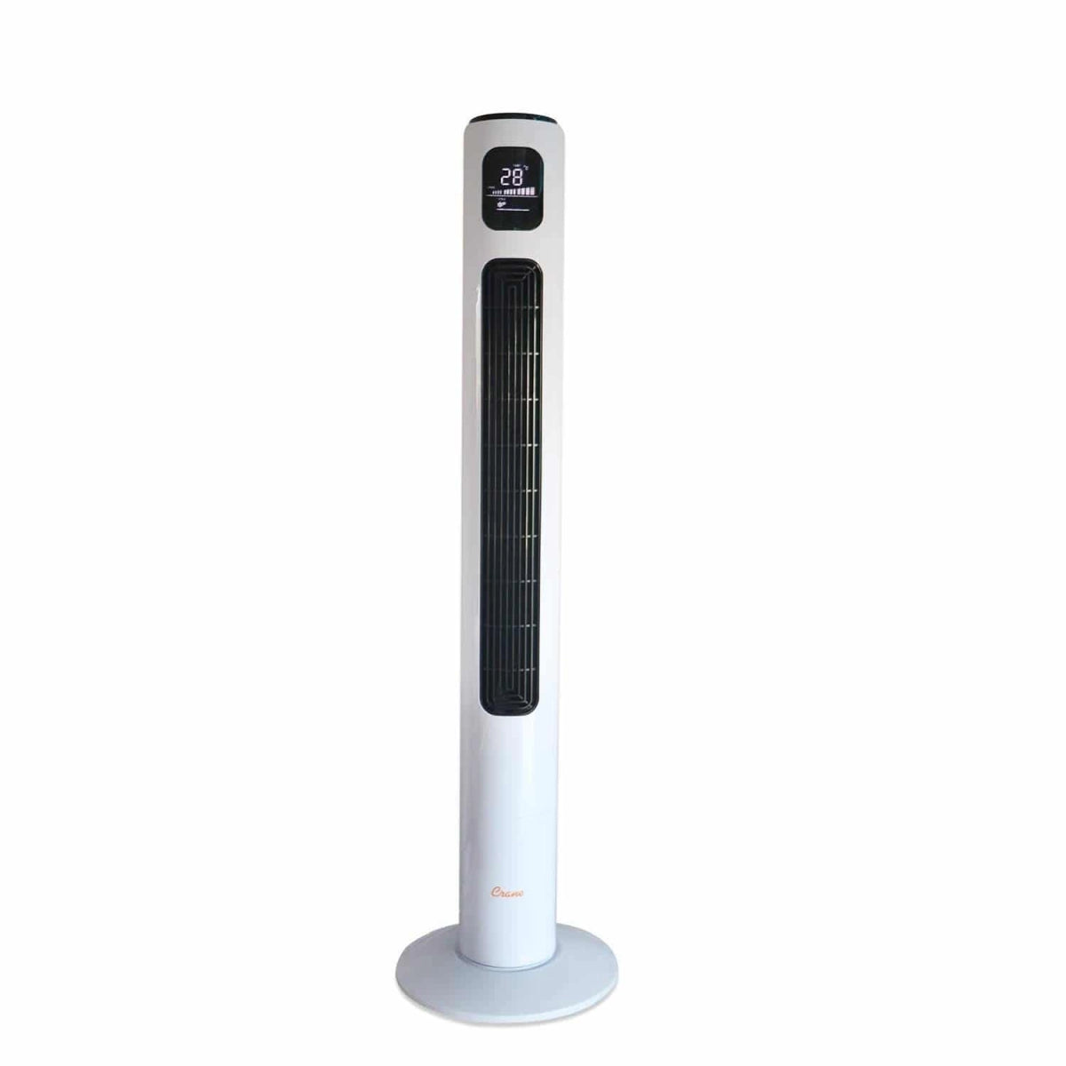 Crane Digital LED Display Tower Fan with remote, Timer and Powerful Motor - White
