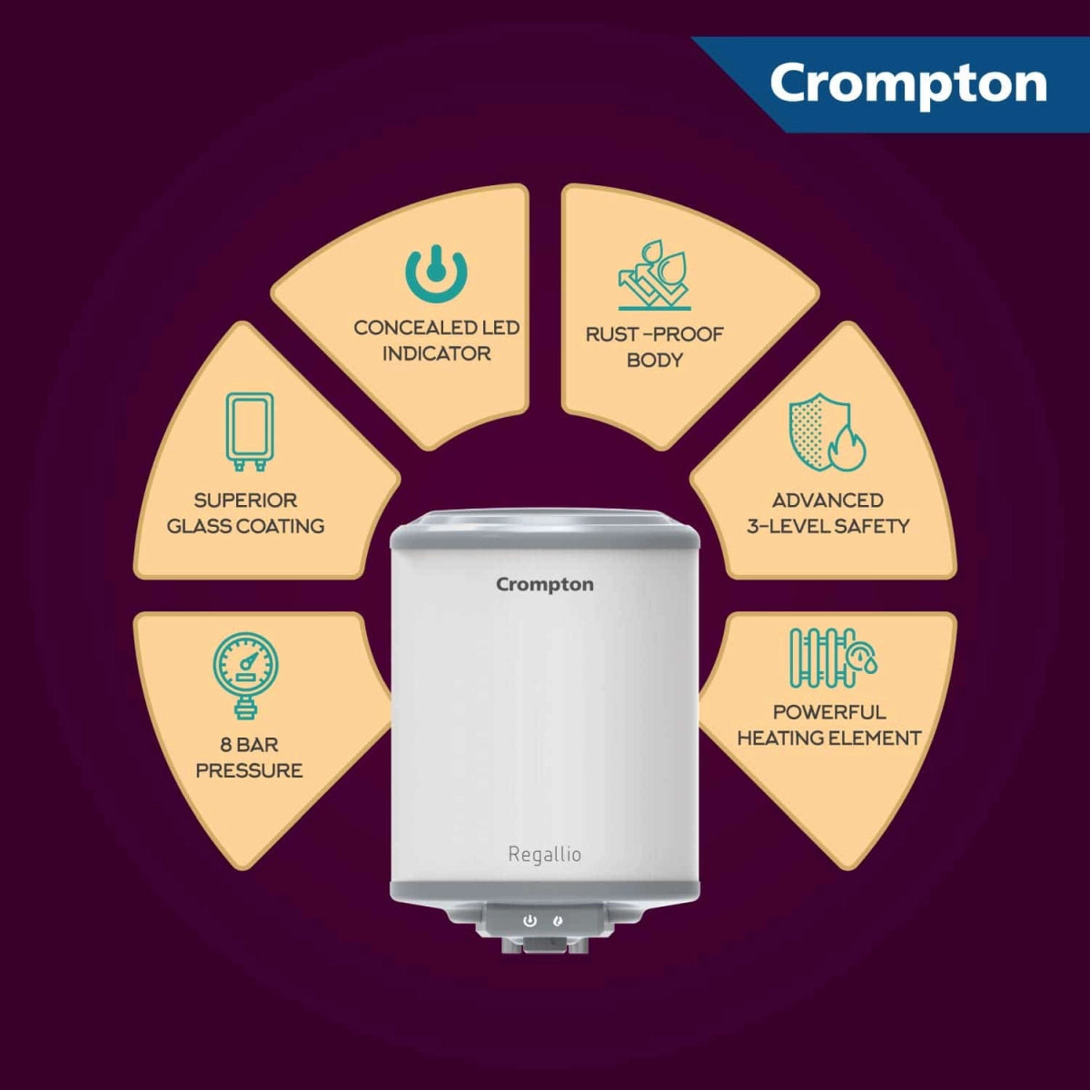 Crompton Regallio 15 L Electric Storage Geyser