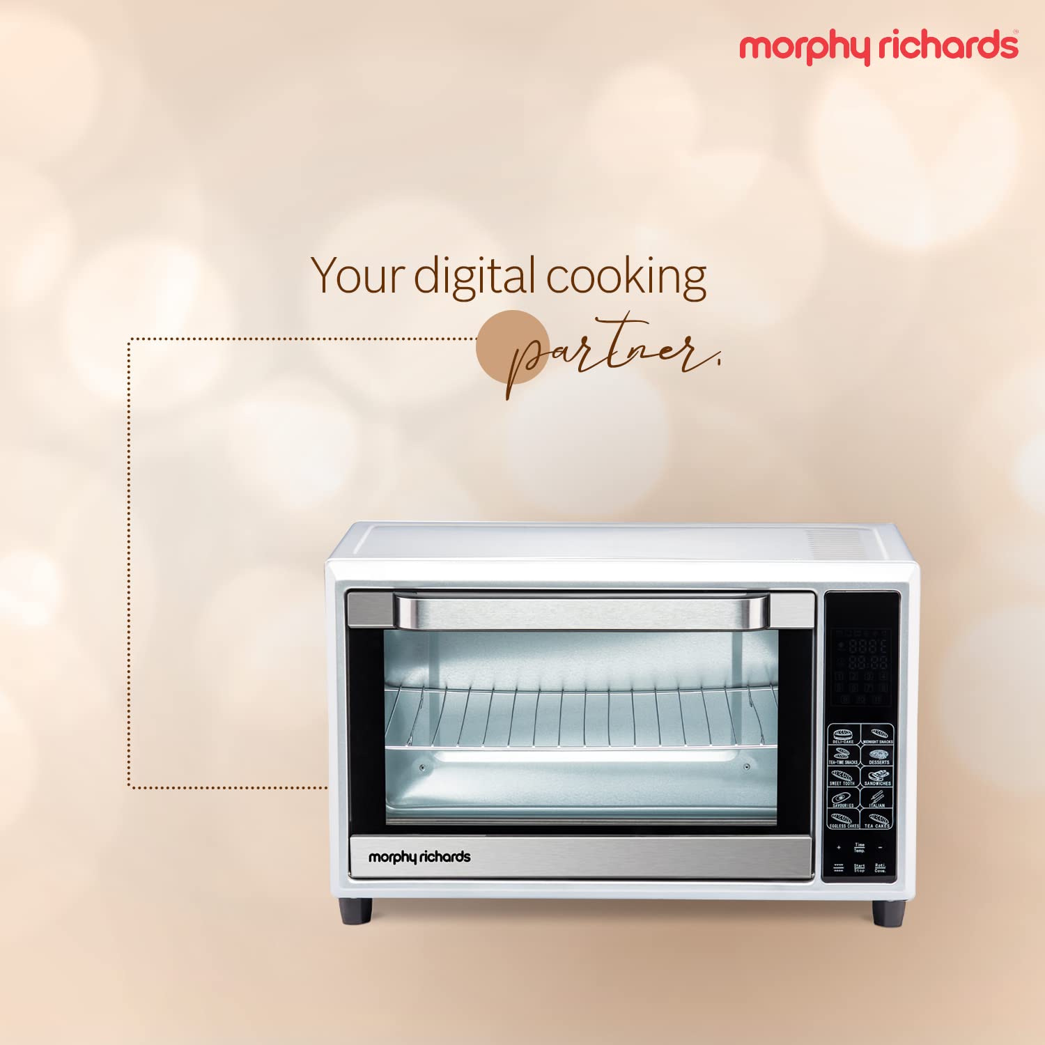 Morphy Richards 35SS DIGICHEF, 35 Liters Digital Oven Toaster Griller with Customized AUTOCOOK Modes, 59 PRE-Set MENUS, Silver, Regular