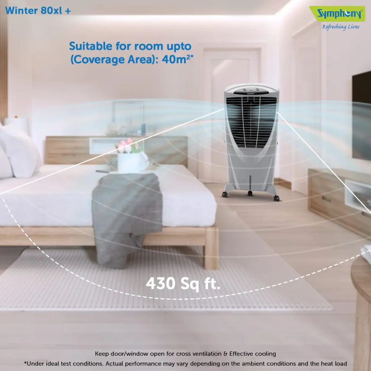 Symphony Winter 80 XL+ Powerful Desert Air Cooler 80-litres with Plus Air Fan (Grey)