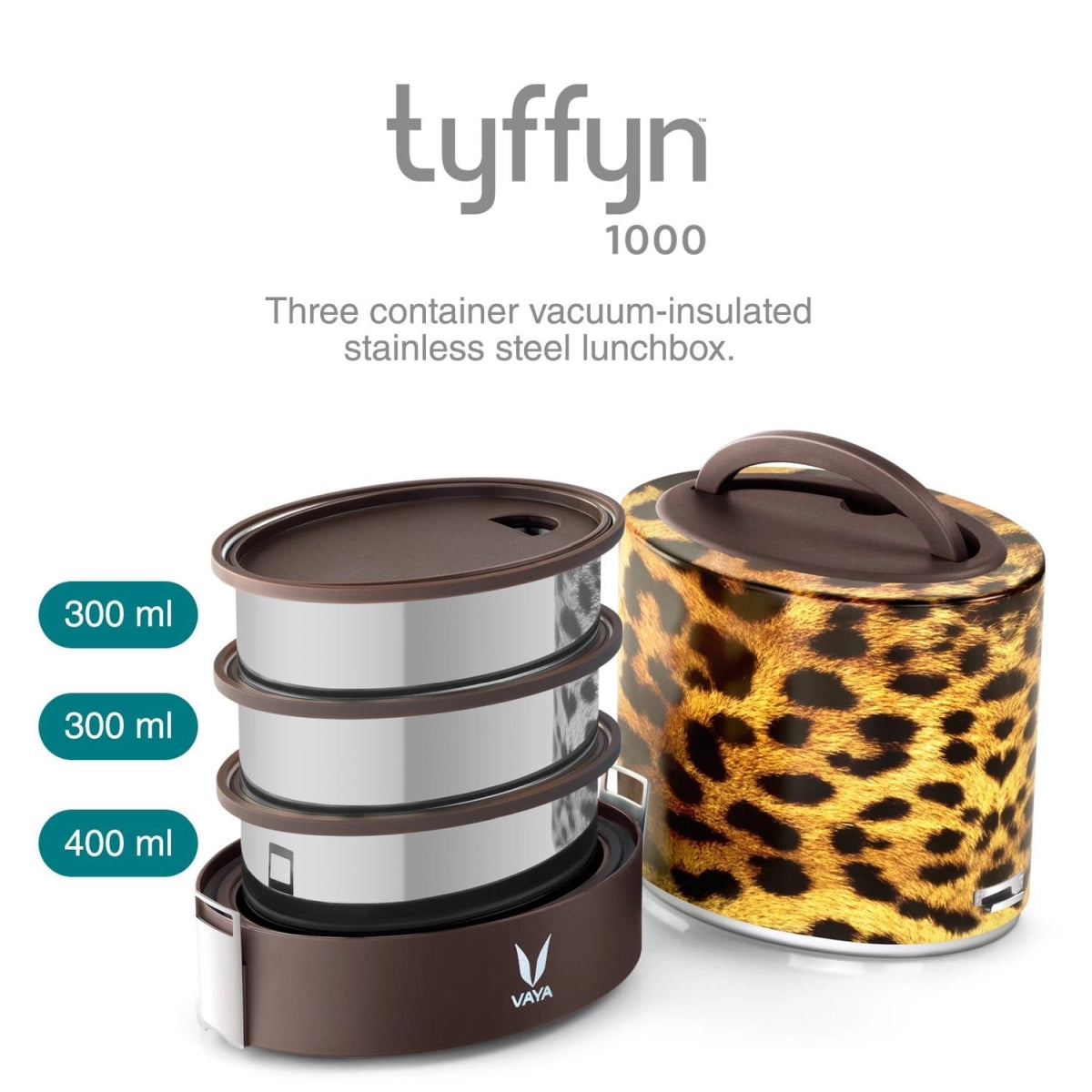 Vaya Tyffyn - 1000 ml - Cheetah - w/o BagMat 3 Containers Lunch Box (1000 ml)