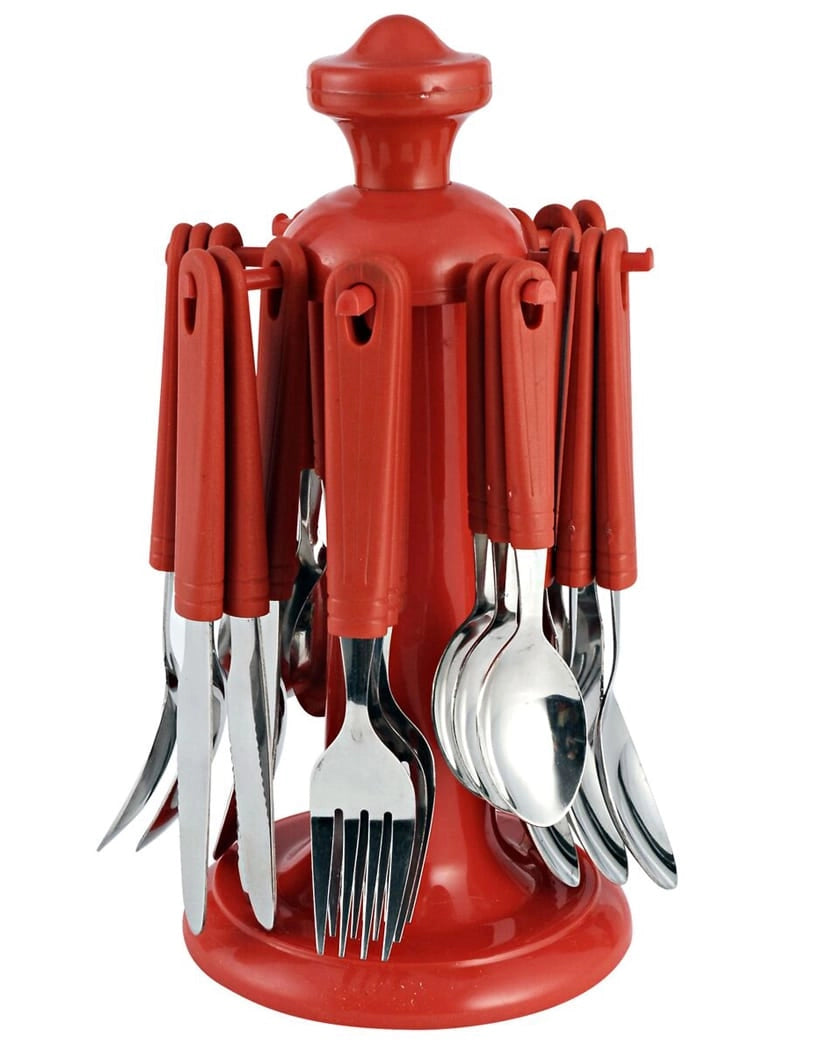 Dinette Euro Cutlery Set, 25-Piece, Red