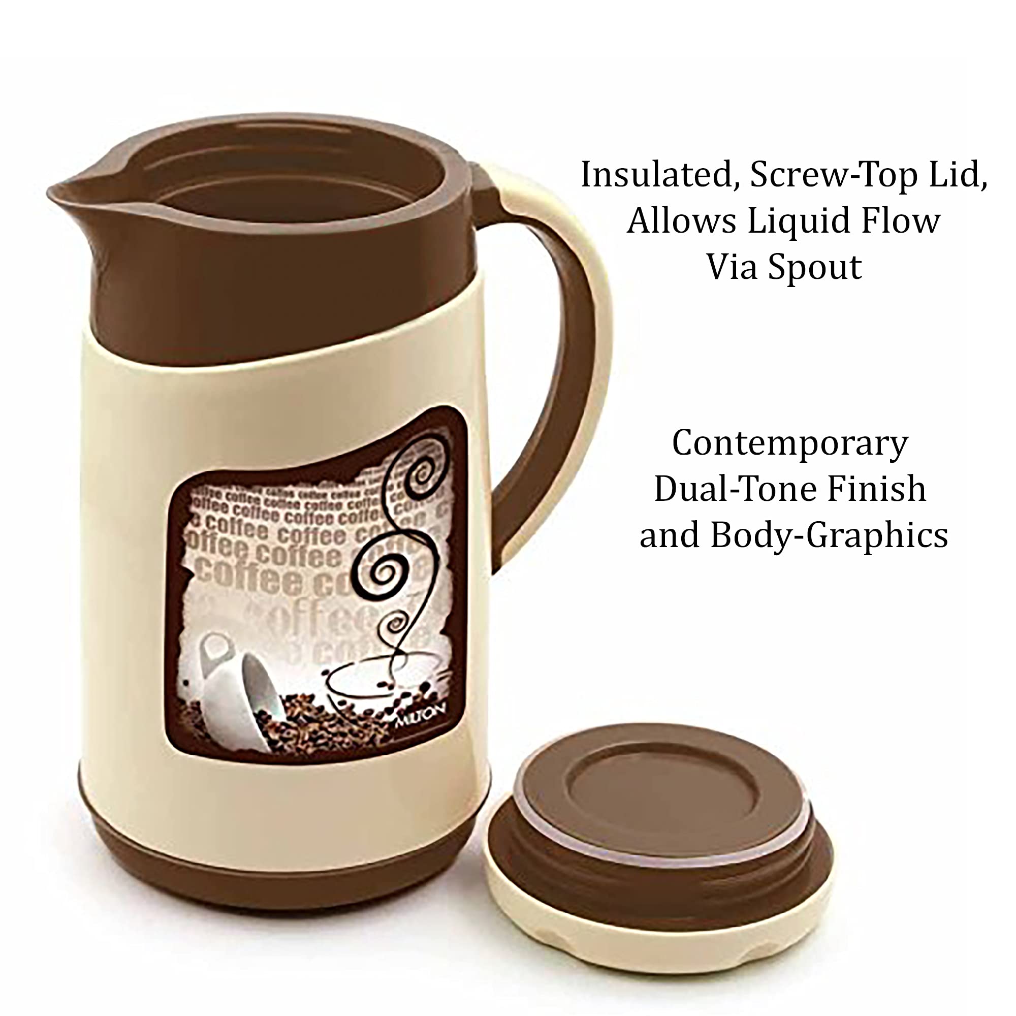 Milton Viva Tuff 1500 Insulated Inner Stainless Steel Jug, 1.35 Litre, 1 Piece, Brown | BPA Free | Hot and Cold | Easy to Carry | Leak Proof | Tea Jug | Coffee Jug | Water Jug | Hot Beverages