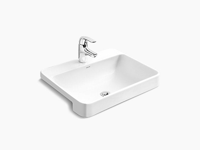 kohler K-11479IN-VC1-0 578mm semi-recessed basin with single faucet hole in white