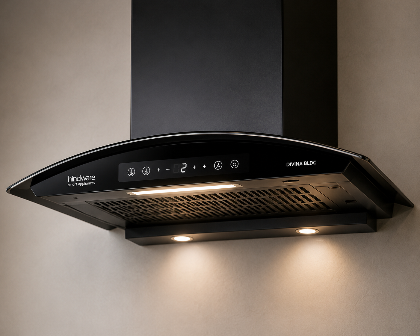 Hindware Divina BLDC 75 Chimney + Alverio 3 Burner Manual Cooktop Combo