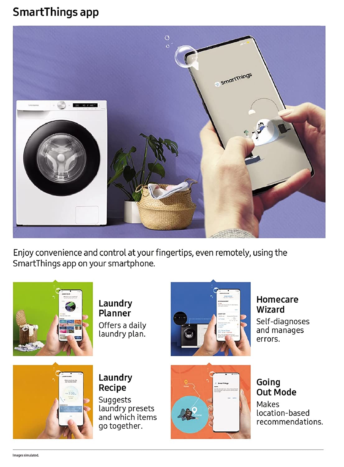 Samsung 7Kg WW70T502NTW1TL Front Loading Washing Machine 5 Star White