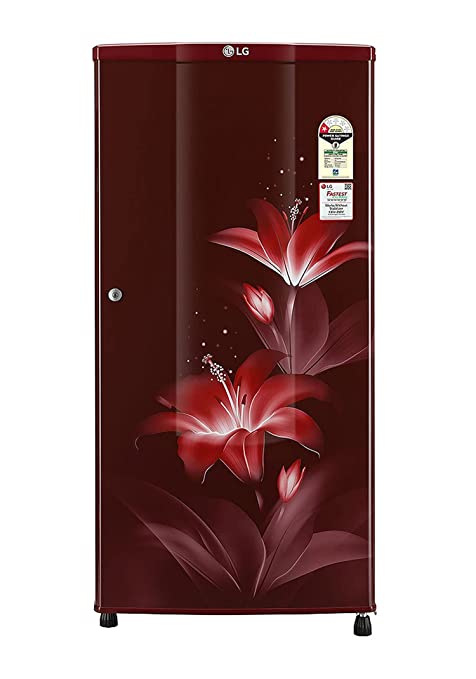 LG 185 L 1 Star Direct-Cool Single Door Refrigerator (GL-B181RRGB -Toughened Glass, Red)