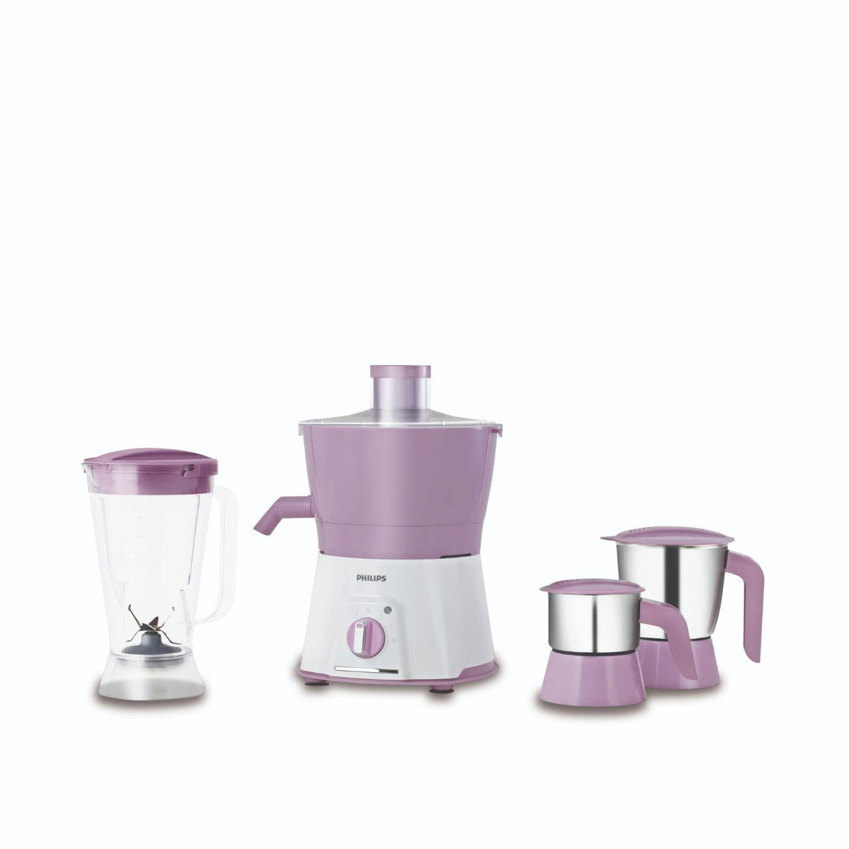 Philips Avenger HL7581/00 pink juicer mixer grinder with juicer base, 1.25 L blender jar and two steel jars