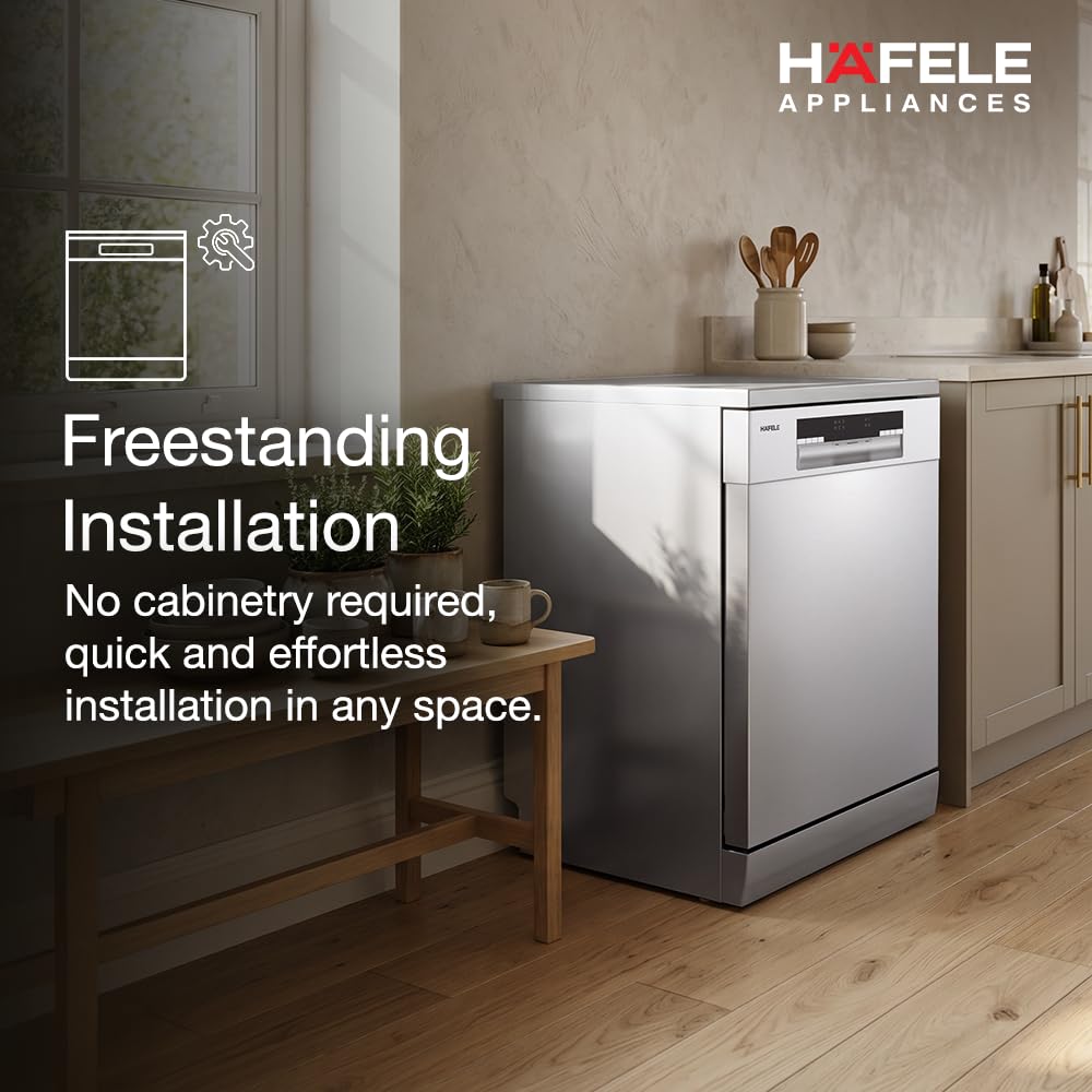 Hafele Aqua Chrome Dishwasher for Indian Kitchens: Hygienic & High-Performance Cleaning - Model: Aqua Chrome - Specifications: Designed for Indian Kitchens