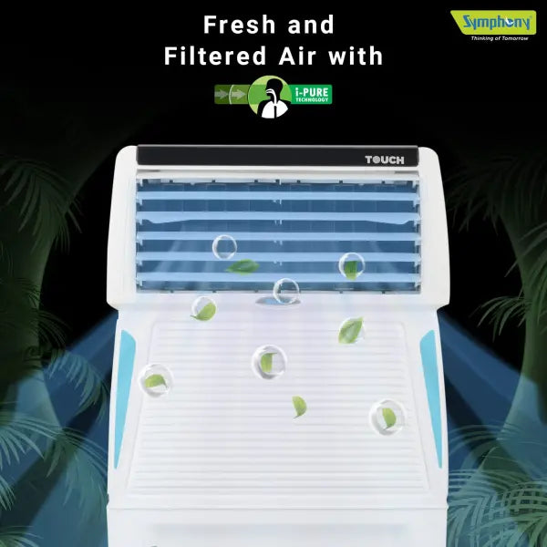 Symphony Touch 35 Personal Air Cooler with Honeycomb Pads (35L, White)