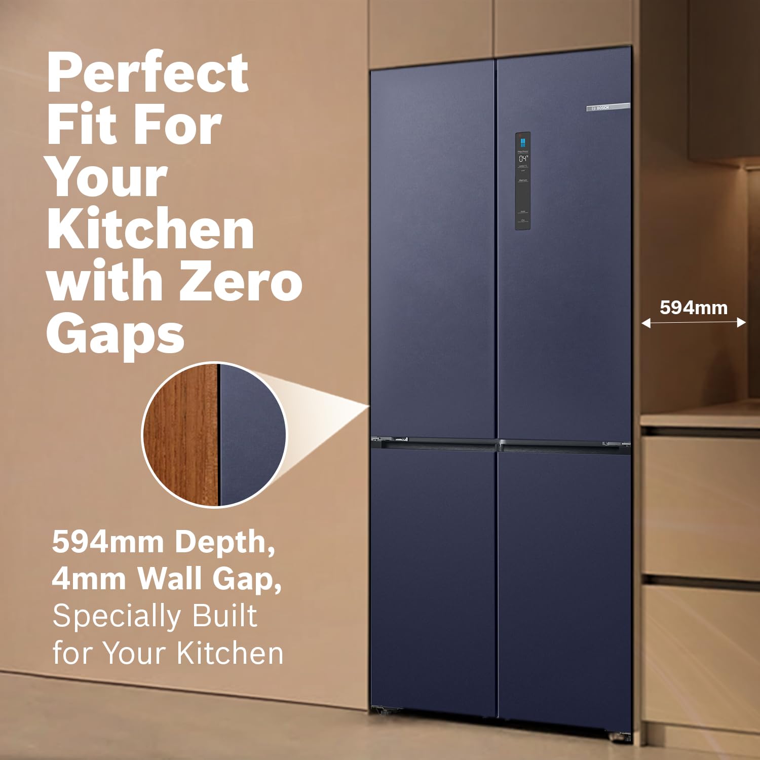 Bosch 503L 4-Door Side-by-Side Refrigerator KCP88E256I, Frost Free, 4 Doors