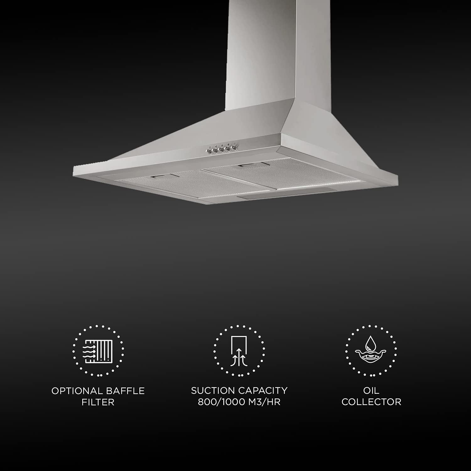 Carysil Calypso 1000 60 cm Wall Mounted Kitchen Chimney (Cassette Filter)
