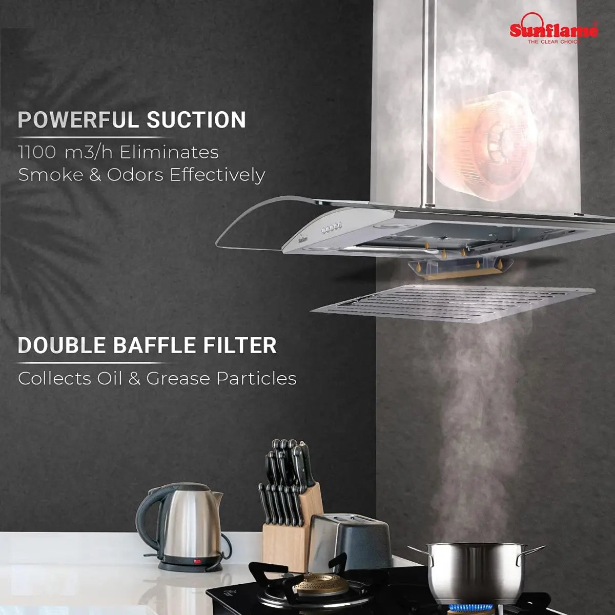 Sunflame lotus chimney 60 SS ac dx