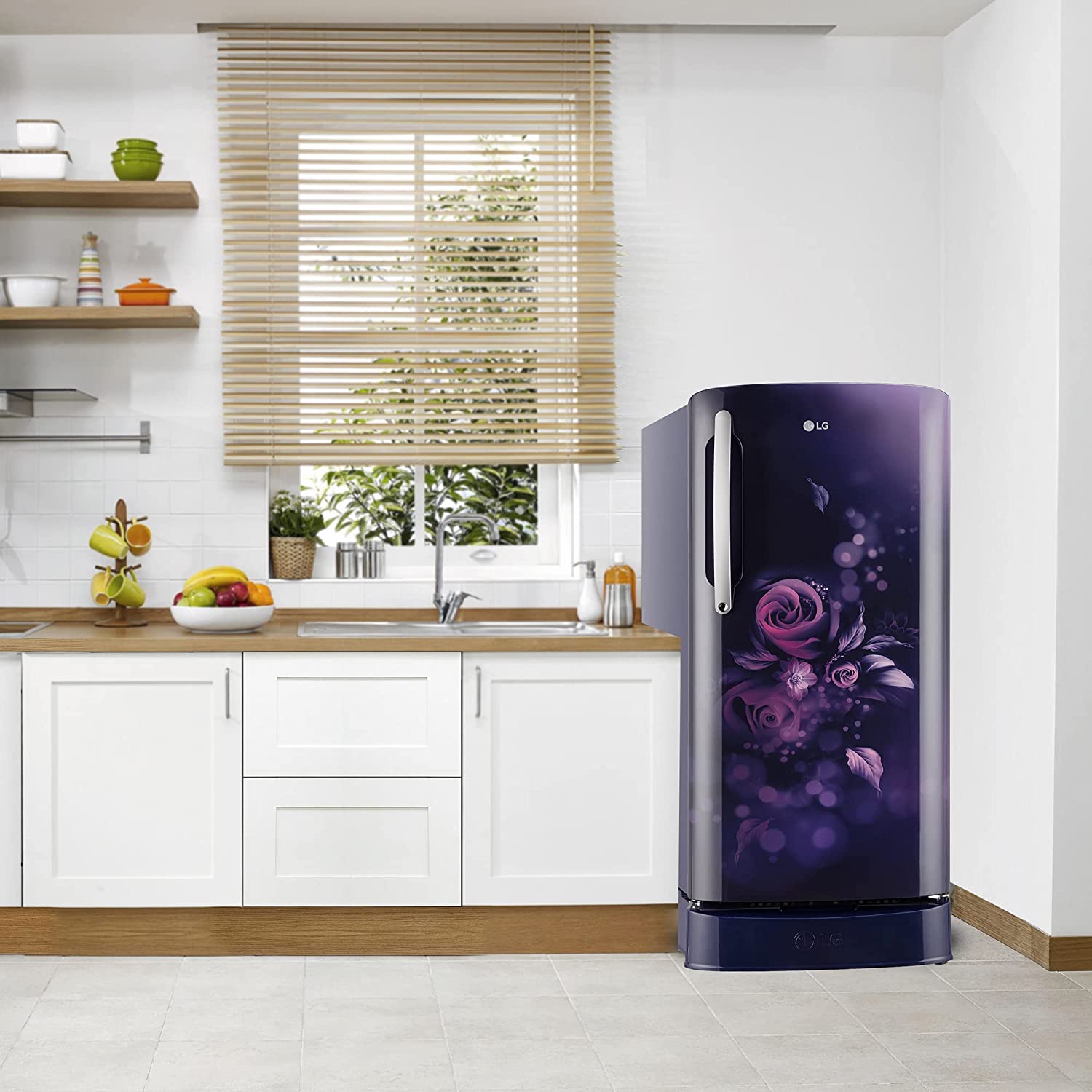 LG 204 L 5 Star Inverter Direct-Cool Single Door Refrigerator (GL-D211HBEZ, Blue Euphoria, Base stand with drawer & Fast Ice Making)