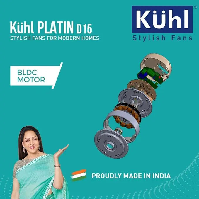 KUHL Platin D15 Stylish BLDC Fan | Low Power 30W | High Air Flow | 5 Aerodynamic ABS Blades Down Light | 1200 mm sweep | Operate on Remote-Mobile-Alexa | Reverse Mode |5 Star Rated|White