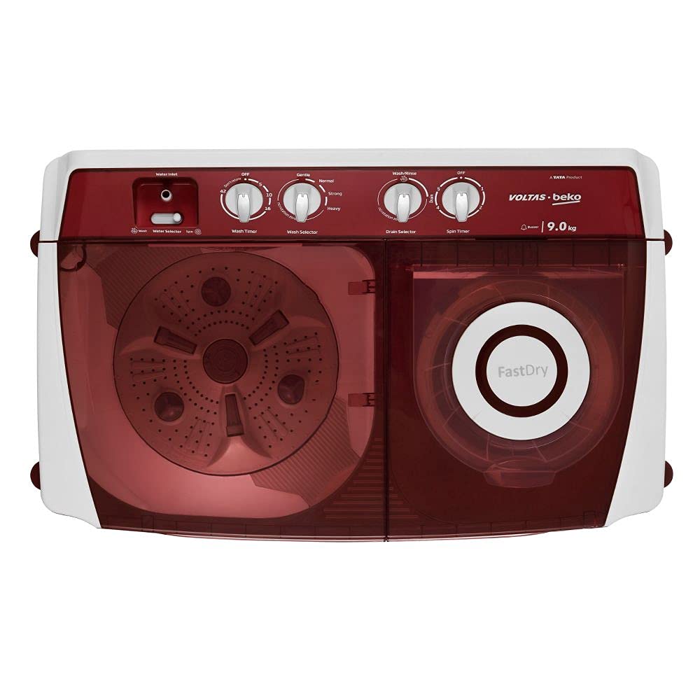 Voltas Beko 9 kg Semi Automatic Washing Machine (Burgundy) WTT90ABRT, Top Load