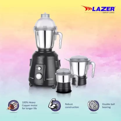 Lazer Power Bolt 3 Jars 950W Mixer Grinder (black)