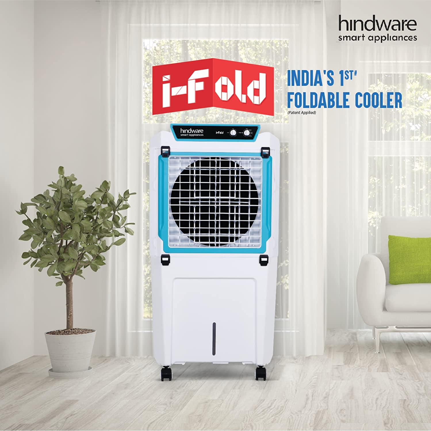 Hindware Snowcrest i-Fold 90L Foldable Desert Air Cooler White