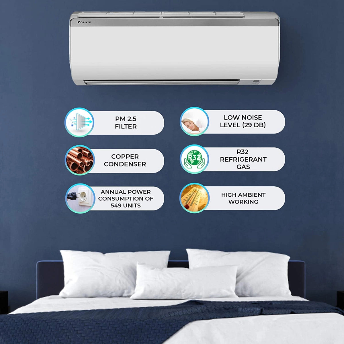 Daikin 0.8 Ton 3 Star Split AC (Copper GTL28TV White)