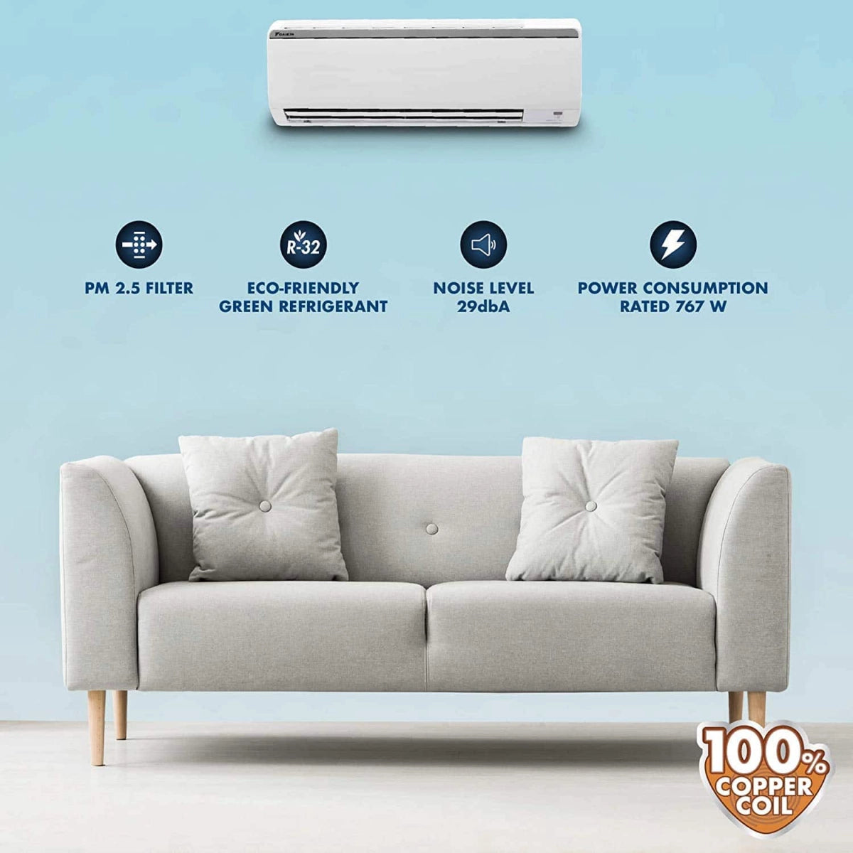 Daikin 0.8 Ton 3 Star Split AC (Copper GTL28TV White)